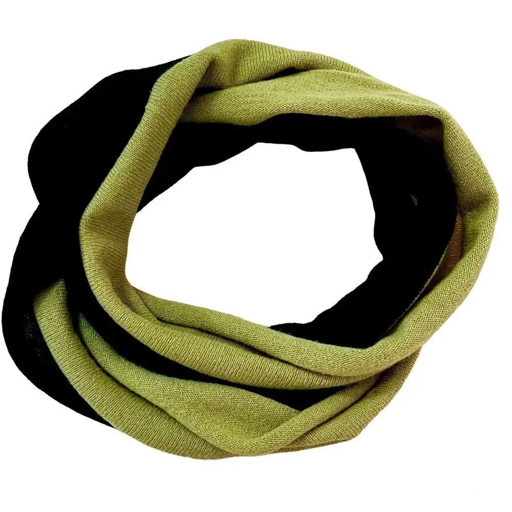 Brodie Cashmere Color-block 100% Cashmere Infinity Scarf In Green Black NWOT